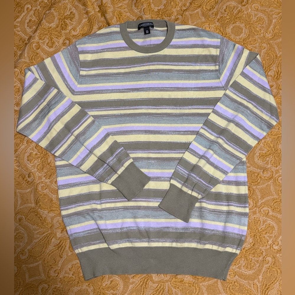 Gio Ferrari Striped Sweater - Gray, Yellow, Purple